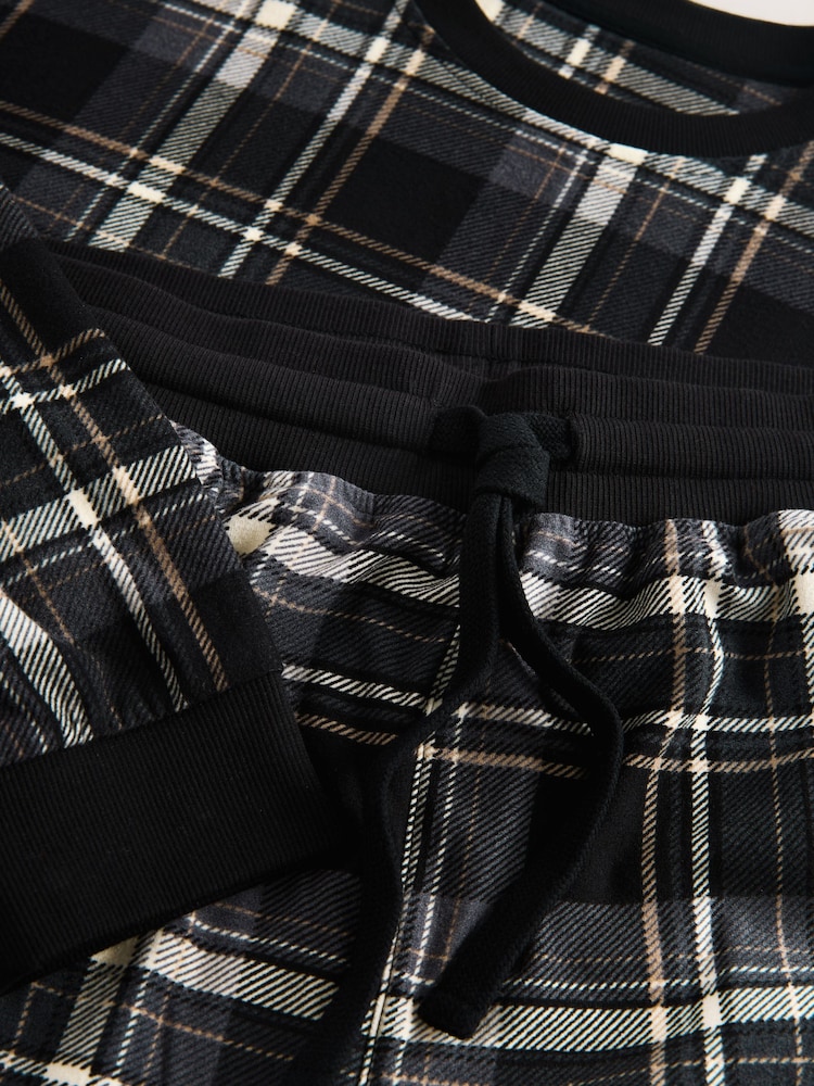 Black Check Motionflex Cosy Long Sleeve Cuffed Pyjamas Set - Image 5 of 5