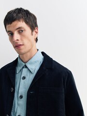 Oliver Spencer Blue Bradwell Soft Cord Chore Jacket - Image 4 of 5
