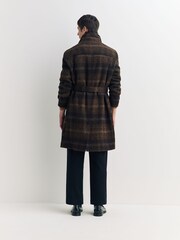 Oliver Spencer Brown Grandpa Wool Check Coat - Image 3 of 6