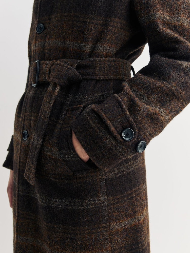 Oliver Spencer Brown Grandpa Wool Check Coat - Image 6 of 6 Oliver Spencer Brown Grandpa Wool Check Coat - Image 6 of 6