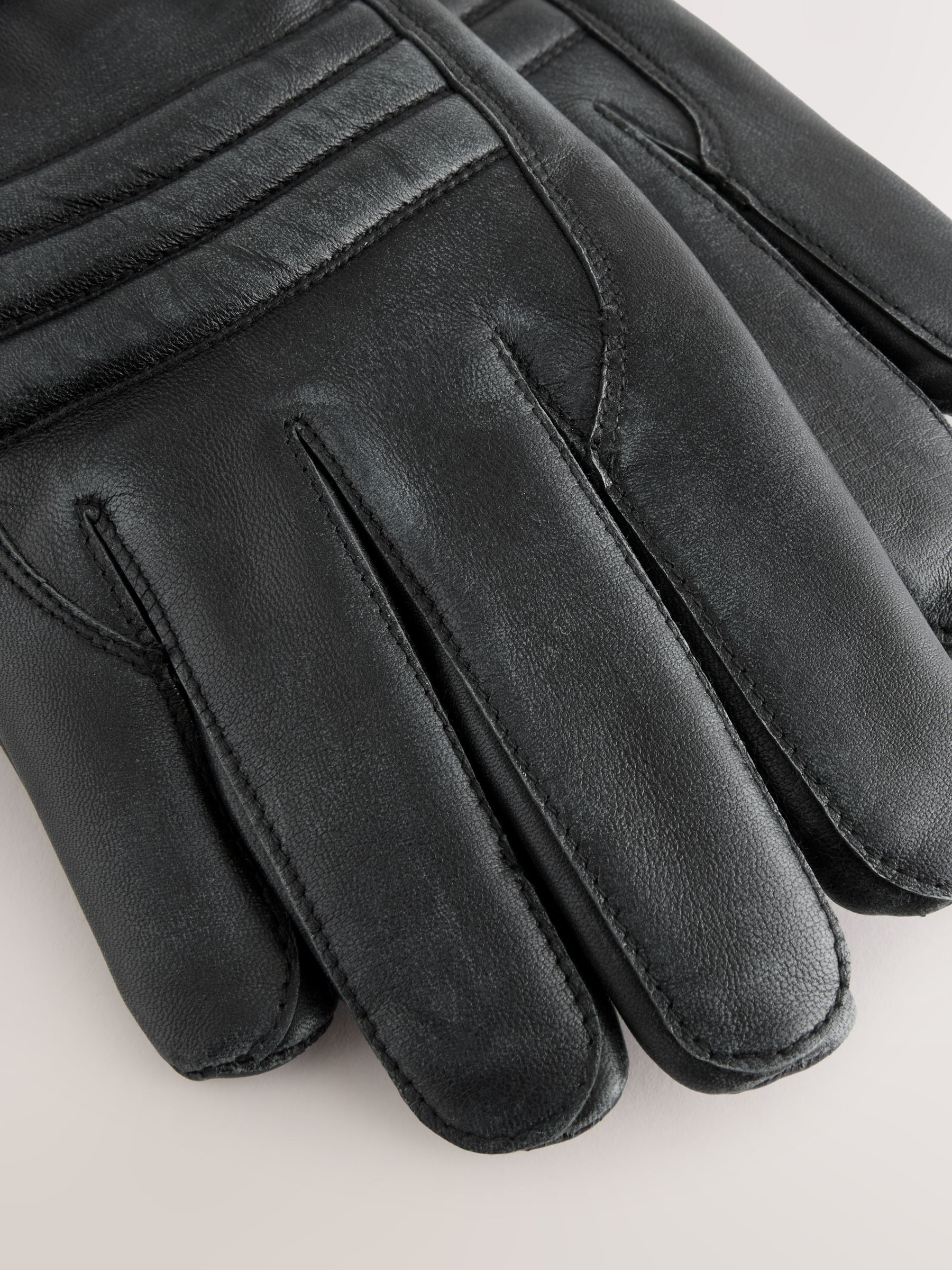 Buy Black Leather Biker Gloves from Next Canada