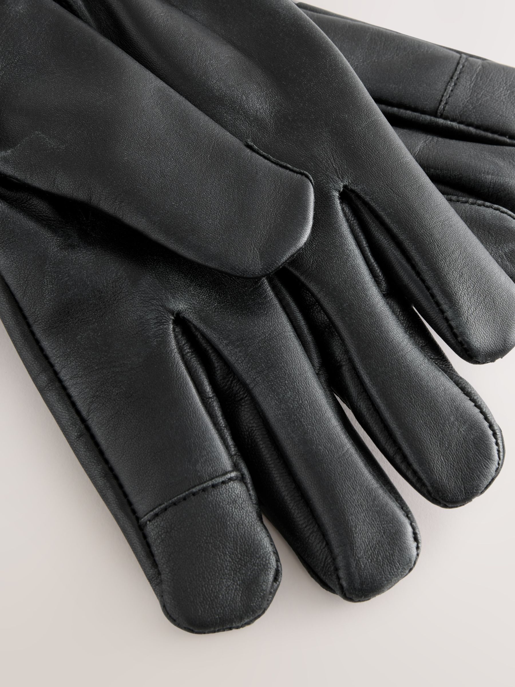 Buy Black Leather Biker Gloves from Next Canada