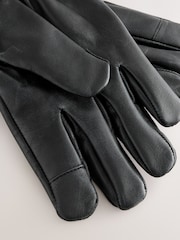 Black Leather Biker Gloves - Image 4 of 4