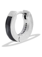 COACH Silver Tone Mens Enamel Huggie Earrings - Image 1 of 3