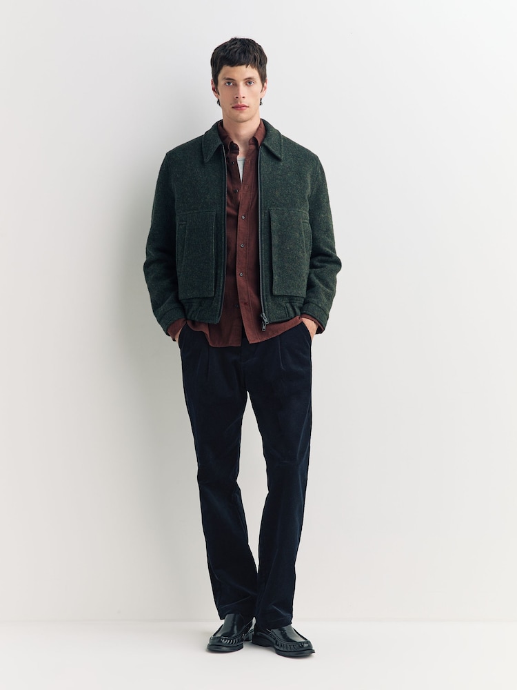Oliver Spencer Green Arlington Wool Blend Bomber Jacket - Image 2 of 6
