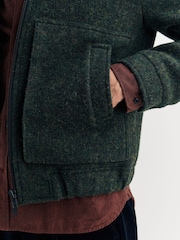 Oliver Spencer Green Arlington Wool Blend Bomber Jacket - Image 6 of 6