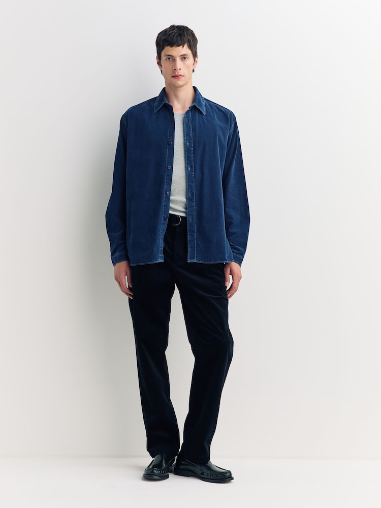 Oliver Spencer Blue Atlanta Brushed Cord Shirt - Image 2 of 6 Oliver Spencer Blue Atlanta Brushed Cord Shirt - Image 2 of 6