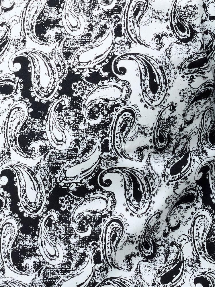 French Connection White Stretch Paisley Print Long Sleeve Button Up Shirt - Image 4 of 4