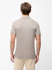 French Connection Cream Soft Jersey Short Sleeve Button Polo Shirt - Image 2 of 5