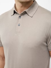French Connection Cream Soft Jersey Short Sleeve Button Polo Shirt - Image 3 of 5