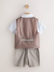 Brown Check Waistcoat, Shirt, Shorts & Tie Set (3mths-9yrs) - Image 7 of 9