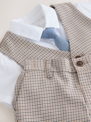 Brown Check Waistcoat, Shirt, Shorts & Tie Set (3mths-9yrs) - Image 8 of 9