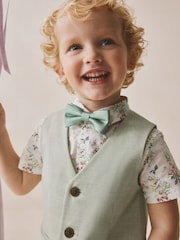 Sage Green Waistcoat, Shirt, Shorts & Tie Set (3mths-9yrs) - Image 2 of 8