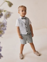 Pale Blue Waistcoat, Shirt, Shorts & Tie Set (3mths-9yrs) - Image 2 of 9