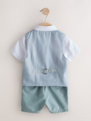 Pale Blue Waistcoat, Shirt, Shorts & Tie Set (3mths-9yrs) - Image 6 of 9