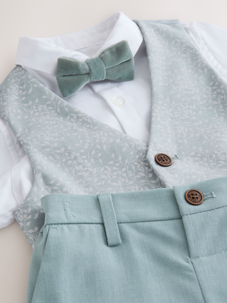 Pale Blue Waistcoat, Shirt, Shorts & Tie Set (3mths-9yrs) - Image 9 of 9