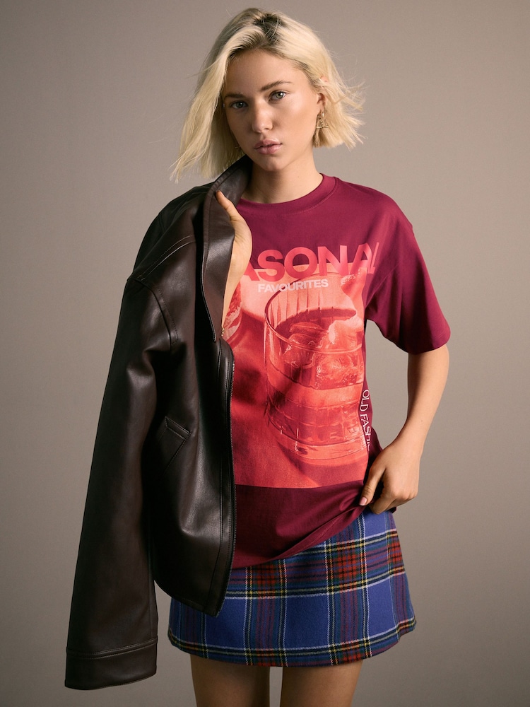 Burgundy Red Seasonal Festive Chrisrmas Graphic Crew Neck T-Shirt - Image 2 of 8