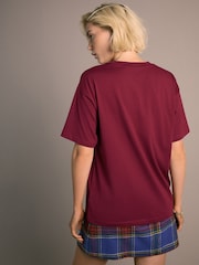 Burgundy Red Seasonal Festive Chrisrmas Graphic Crew Neck T-Shirt - Image 5 of 8
