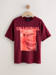 Burgundy Red Seasonal Festive Chrisrmas Graphic Crew Neck T-Shirt - Image 6 of 8