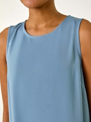 Roman Blue Satin A-Line Pocket Midi Dress - Image 5 of 5