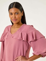 Roman Pink Frill Front Woven Top - Image 4 of 5