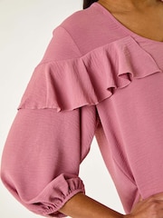 Roman Pink Frill Front Woven Top - Image 5 of 5
