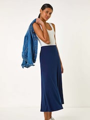 Roman Blue Dark A-Line Pull On Stretch Skirt - Image 2 of 5