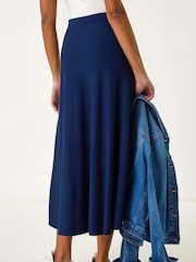 Roman Blue Dark A-Line Pull On Stretch Skirt - Image 3 of 5