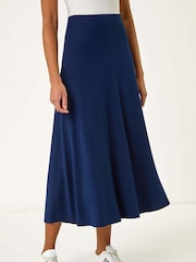 Roman Blue Dark A-Line Pull On Stretch Skirt - Image 4 of 5