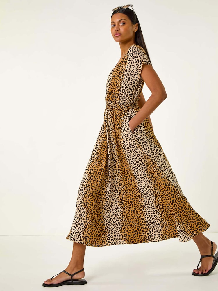 Roman Animal Print Shirred Waist Maxi Dress - Imagen 1 de 5 Roman Animal Print Shirred Waist Maxi Dress - Imagen 1 de 5