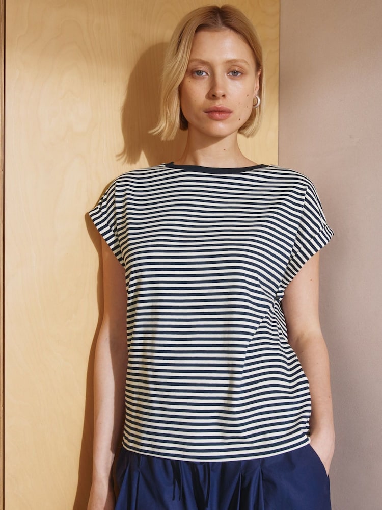 Albaray Blue 100% Cotton Roll back T-Shirt - Image 1 of 5