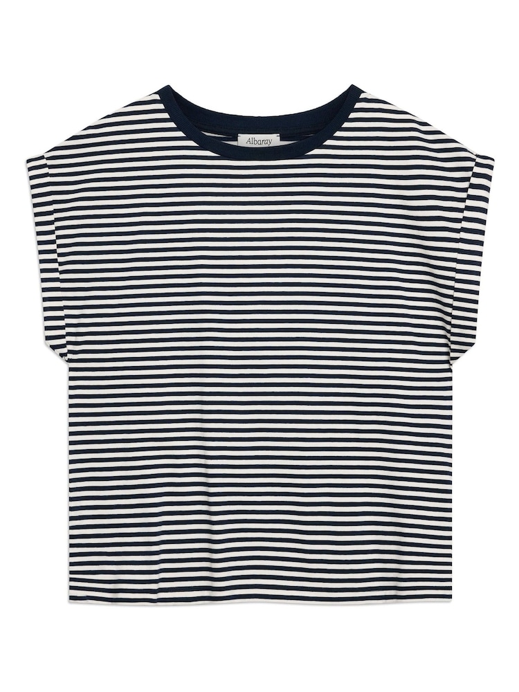 Albaray Blue 100% Cotton Roll back T-Shirt - Image 5 of 5