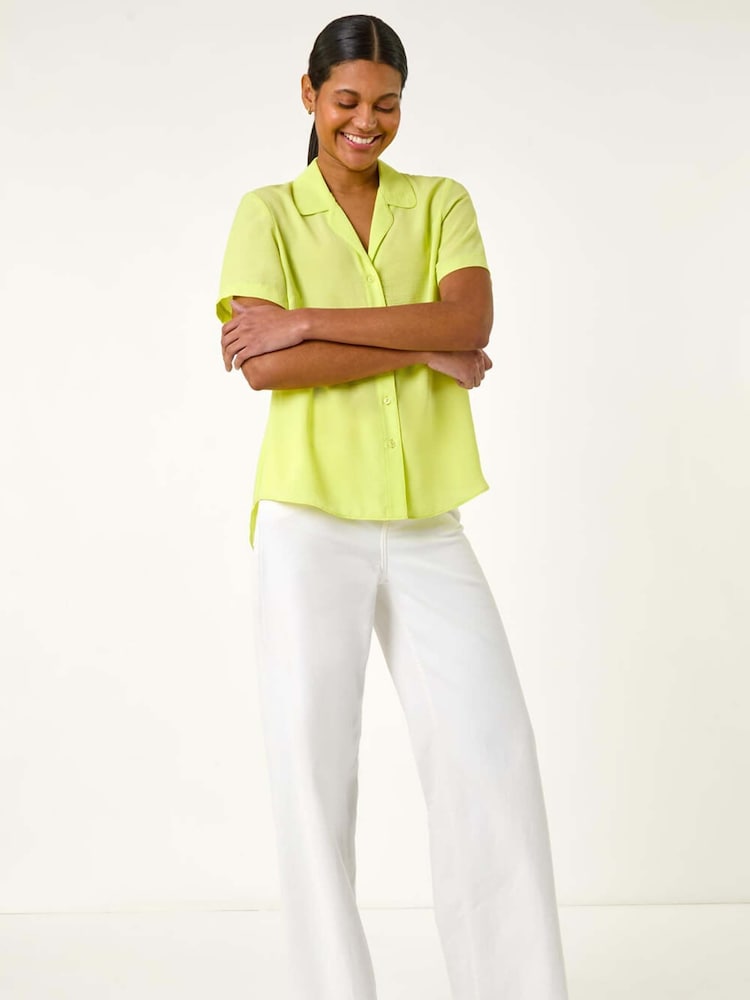 Roman Green Collared Short Sleeve Blouse - Image 1 of 5