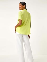 Roman Green Collared Short Sleeve Blouse - Image 3 of 5