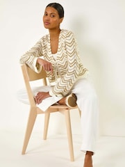 Roman White Textured Shimmer Wave Shrug - Image 1 of 5