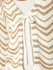 Roman White Textured Shimmer Wave Shrug - Image 5 of 5