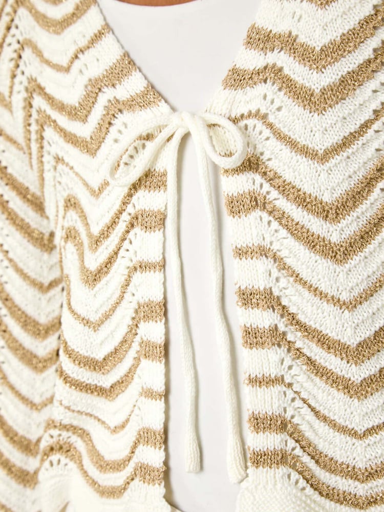 Roman White Textured Shimmer Wave Shrug - Image 5 of 5