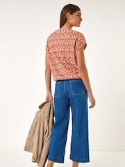 Roman Orange Snake Print Bubble Hem Top - Image 2 of 5