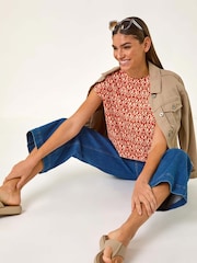 Roman Orange Snake Print Bubble Hem Top - Image 3 of 5