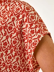 Roman Orange Snake Print Bubble Hem Top - Image 5 of 5