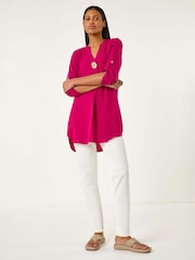 Roman Pink V-Neck Button Detail Top - Image 2 of 5