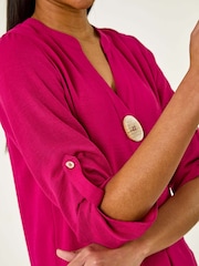 Roman Pink V-Neck Button Detail Top - Image 5 of 5