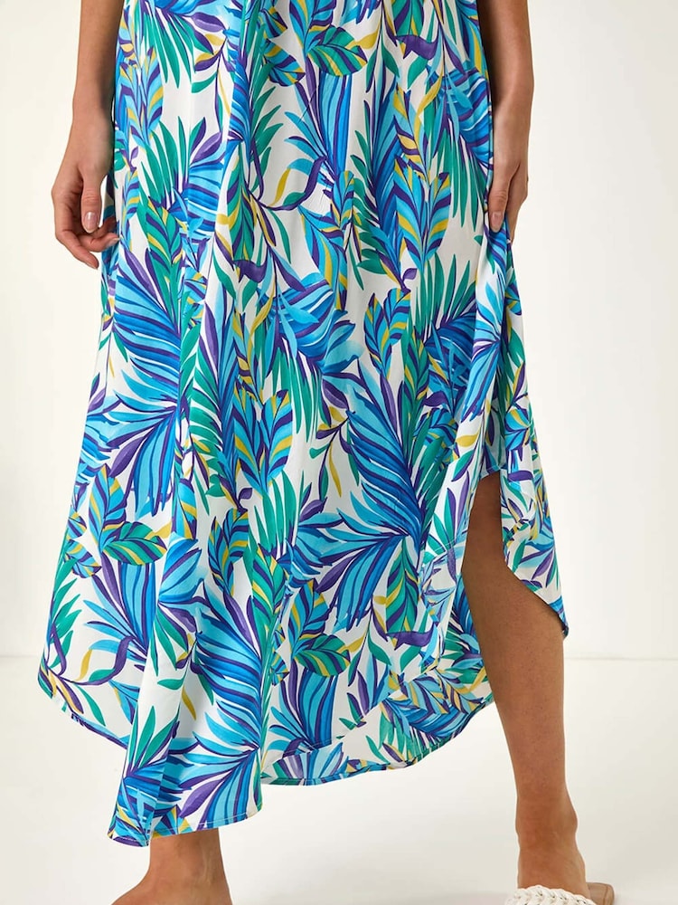 Roman Leaf Print Curved Hem Midi T-Shirt Dress - Bild 5 von 5