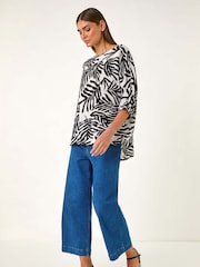 Roman White Leaf Print Tunic Top - Image 1 of 5