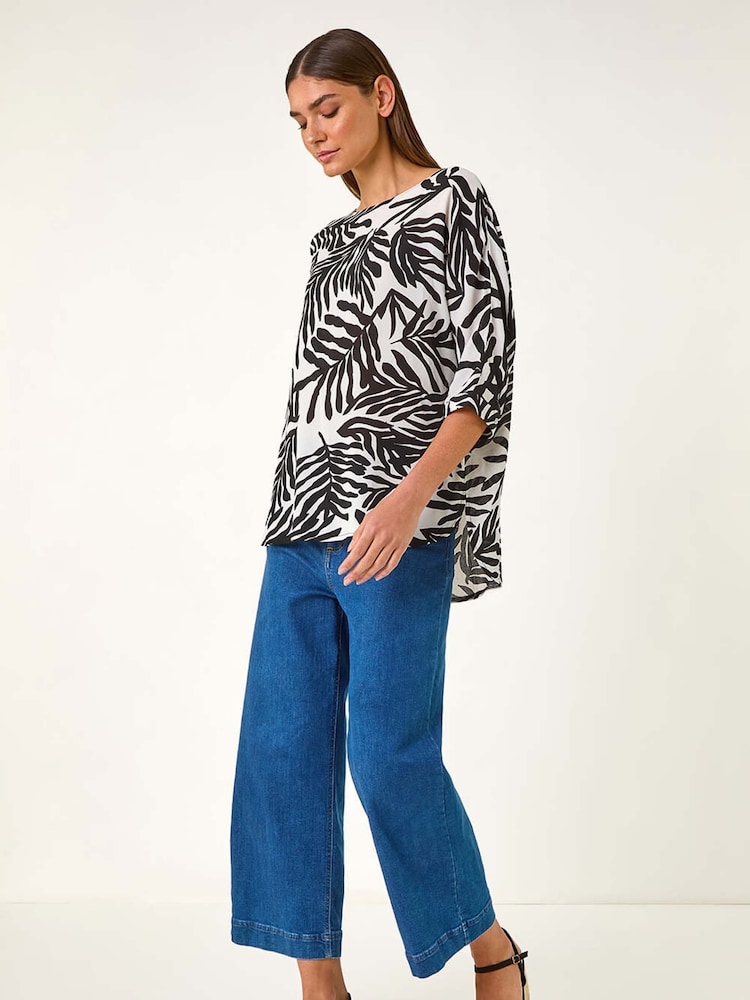 Roman White Leaf Print Tunic Top - Image 1 of 5
