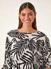 Roman White Leaf Print Tunic Top - Image 4 of 5