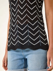 Roman Black Longline Zig Zag Knit Vest - Image 5 of 5
