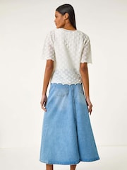 Roman White Textured Tie Front Shrug - Image 3 of 5