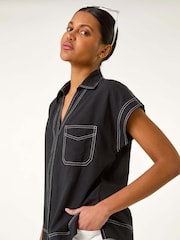 Roman Black Constrast Stitch Shirt - Image 1 of 5