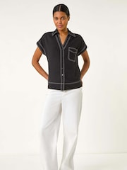 Roman Black Constrast Stitch Shirt - Image 2 of 5
